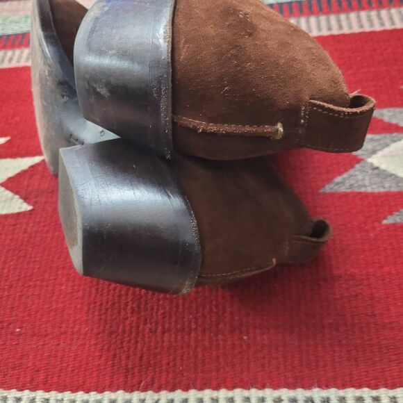 Frye Sacha Shootie Size 7‎ Chocolate Brown Suede Moto Ankle Bootie Boho Cowgirl - Picture 6 of 8